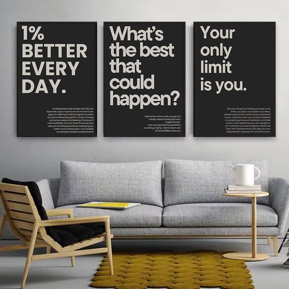 Póster minimalista en negro y  - Home Gym Interior Design reseña y precio