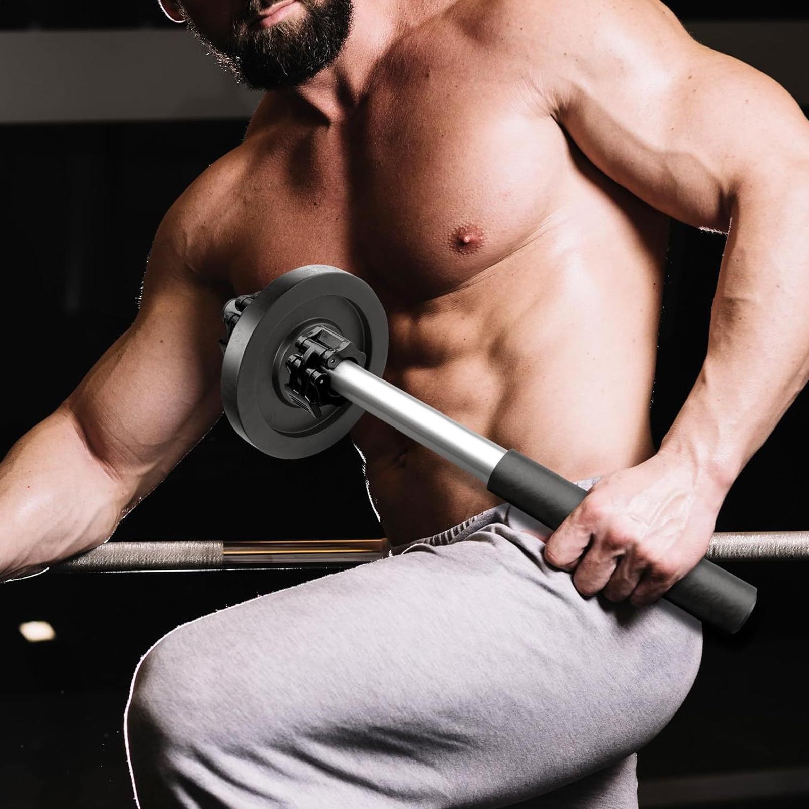 Manijas con mancuernas, barra  - Home Gym Daily Routine reseña y precio